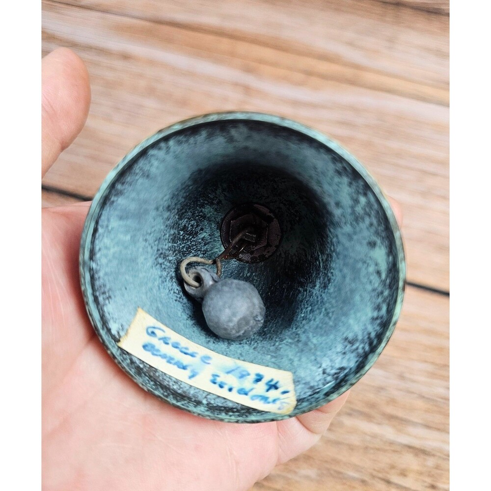 Vintage 1974 Solid Bronze Bell Parthenon Owl Athens Greece Collectible - Picture 2 of 5